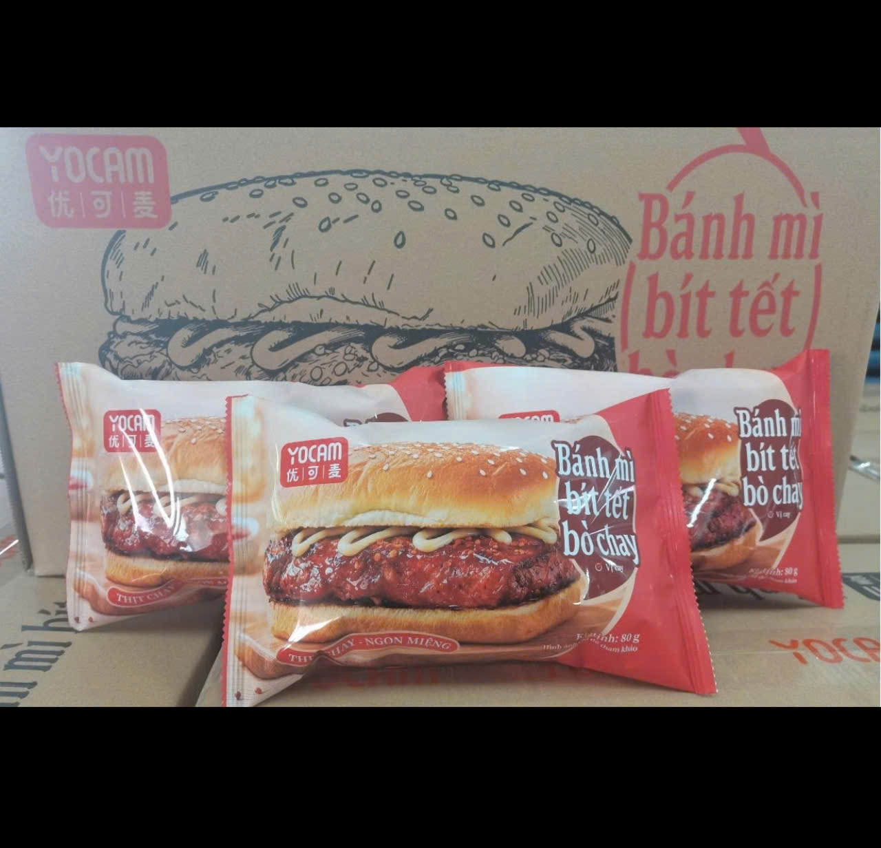 Bánh mì bít tết bò chay vị cay (1T x 40 Gói x 80g)