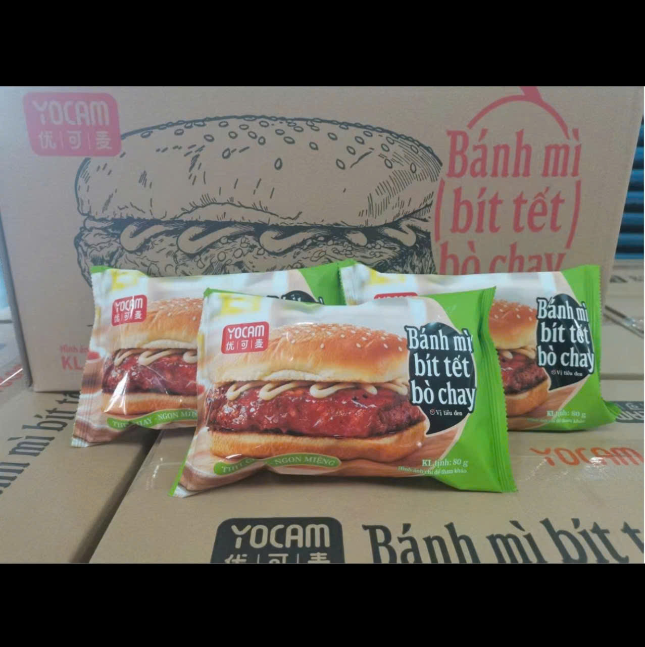 Bánh mì bít tết bò chay vị tiêu đen (1T x 40 Gói x 80g)